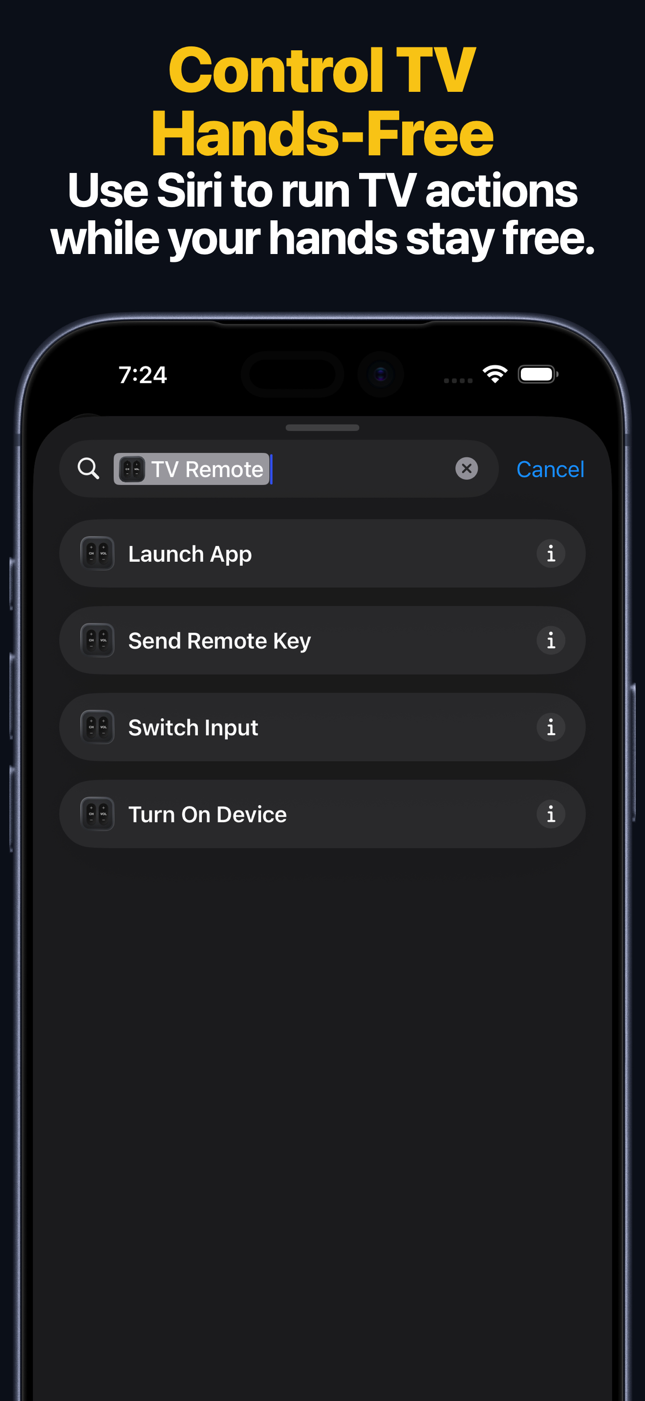 Siri Shortcuts for TV remote on iPhone